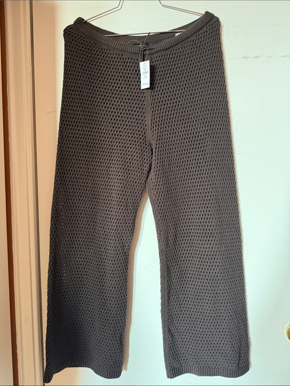 GAP Chocolate Brown Crochet Wide-Leg Knit Pants